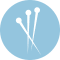 blue circle with needles inside acupuncture icon